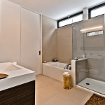 Bathroom Furnishing Sauvagia Contemporary Bathroom Furnishing For Via Sauvagia With Floating Wooden Vanity With Pure White Countertop And Built In Rectangular Tub Decoration  Simple Home Design With Comfortable Sensation 