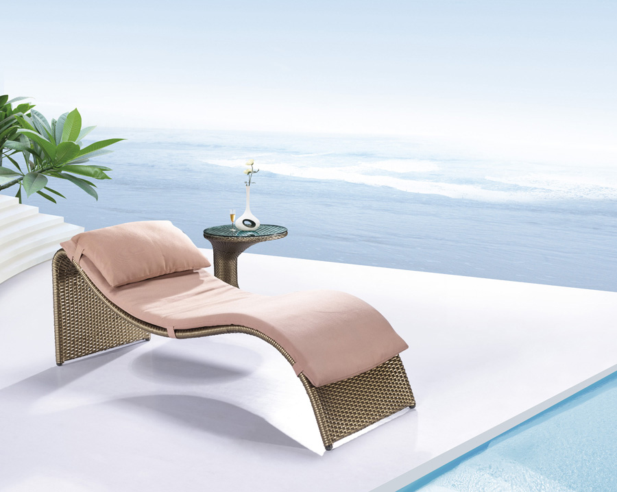 Outdoor Chaise Wavy Contemporary Outdoor Chaise Lounge In Wavy Shape With Wicker Material And Fluffy Lather Outdoor Outdoor Chaise Lounge For Backyard Pool