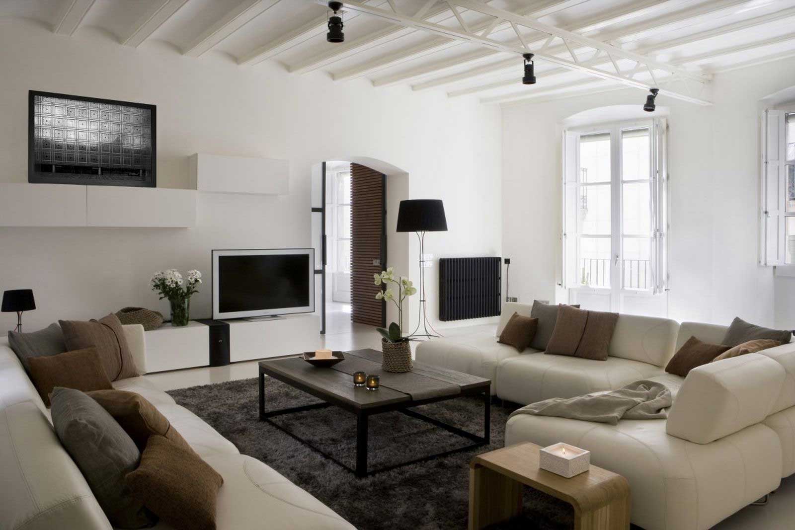 White Living With Contemporary White Living Room Design With Awesome Modern Living Room Ideas Along With Modern Minimalist Living Room Sofa Also Antique Living Room Fur Rug Design Ideas Interior Design 14 Attractive Living Room Ideas For Stylish Home Spaces