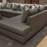 Gray Leather Letter Cool Gray Leather Upholstered L Letter Shaped Sofa With Many Cushions Collection Put Along The Sofa For Comfort House Designs  Contemporary Villa Interior With Sophisticated Chic Design 
