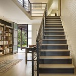 Modern Staircase Steel Cool Modern Staircase Idea With Steel Fence And Wood Steps Decoration  Elegant House Designs For Book Lovers 