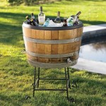 Outdoor Living With Cool Outdoor Living Space Design With Soft Brown Colored Wine Barrel Chiller 50 Surcharge Surface Made From Wood Backyard  Backyard Party Decor Creating Best And Coolest Event Ever 