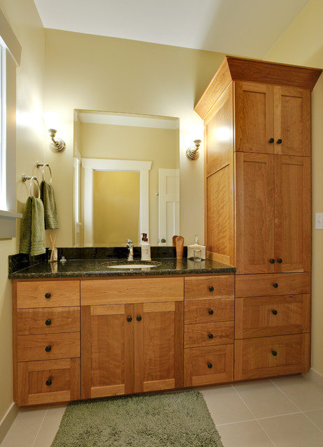 Bathroom With Cabinet Craftsman Bathroom With Wooden Storage Cabinet Completed With Frameless Mirror And Sink And Tap Bathroom  Pretty Storage Cabinet For Keeping Bathroom Stuffs 