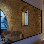 Ideas To Wide Creative Ideas To Add Reflecting Wide Wall Mirror In Rectangular Shaped To Bounc The Mediterranean Style Livign With Stone Walling Architecture  Beach House Plans With Wonderful Architecture Ideas 