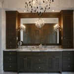 Chandeliers In With Crystal Chandeliers In The Bathroom With Wide Mirror And Wooden Bathroom Wall Cabinets Near It Bathroom  Bathroom Wall Cabinets With Bright Color Accent 