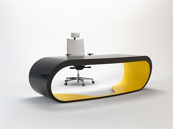 In Yellow Color Desks In Yellow And Black Color That Silver Cream Chair Combined The Decor Office Office Desk Cabinets With Goggle Style Design