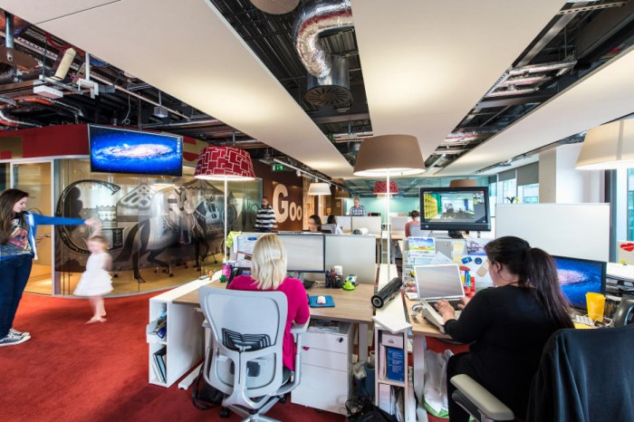 Touch For Interior Dramatic Touch For Google Office Interior Design With Red Wall To Wall Carpet And Plenty Of Chandelier With Red Patterned Shades Office  Updated Office In Uplifting Design 