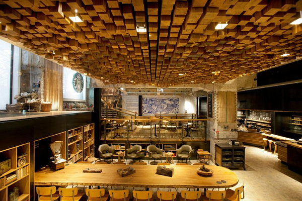 As The The Dressers As The Vault In The Cafe Decoration  Cafe Design Concept With Wooden Materials From Starbucks Coffee Lab 