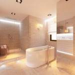 Bathroom Interior Equipped Elegant Bathroom Interior Design Ideas Equipped With Glass Material And White Bathtub Design Ideas With White Ceiling Architecture  Sleek Look In Modern Architectural Concept 