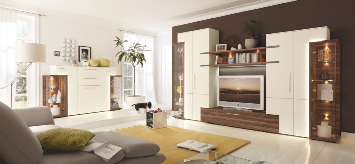 Modern Living Neutral Elegant Modern Living Room In Neutral Tones Coloring Supported By Grey Sofa Toward White And Wood Cabinet With TV Living Room  Living Room Furnished With Ultramodern Wardrobes 