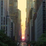 New York With Enchanting New York Sunset Design With Several Tall Skyscraper And Crowded Road Which Is Fileld With People And Several Vehicles Decoration  Sunset Scenery Views To See Around The World 