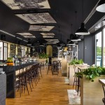Architecture Design Cafebar Excellent Architecture Design Of Varosliget CafeBar With Vaulted Ceiling And Plenty Of Windows Featured Completed With Freshness Greens Added Furniture  Cafe Design Ideas For Amazing Furniture Models 