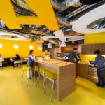 Google Interior Bold Exemplary Google Interior Design In Bold Yellow Touch To Match With Wooden Furniture Completed With Decorative Pendant Lamps Installed Office  Updated Office In Uplifting Design 