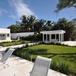 Casa China White Exotic Casa China Blanca With White Wooden Lounge Chair Near Concrete Pathways Between Green Garden And White Gazebo With White Table And Chairs Decoration Luxury Modern Villas With White Color Design Ideas