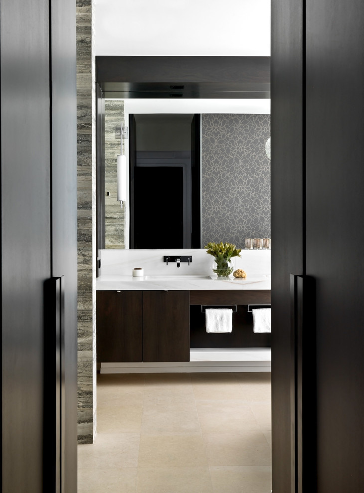 Bathroom With And Exquisite Bathroom With Darkwood Door And Vanity At Residence Project Interiors Aimee Wertepny Also Metal Towel Bars Interior Design  Mesmerizing Contemporary Interior Employed By A Luxurious Apartment 