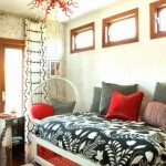 Guest Room With Exquisite Guest Room Design Ideas With Hanging Chair On The Corner Applied Floral Bedspread And Grey Pillows Decoration  Indoor Hanging Chair For Relaxation Time And Room Decoration 