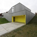 Yellow Garage At Exquisite Yellow Garage Door Design At House K2 Pauliny Hovorka With Concrete Driveway And Glass Entry Door  Modern Interior Design From A House With Minimalist Furnishing 