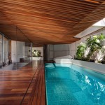 Collaboration Of And Extraordinary Collaboration Of Wood Interior And Fresh Blue Indoor Swimming Pool Of Norwich Drive Residence Design Appearance Architecture  Cozy Villa Design For Absolute Relaxation 