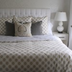 Catching Patterned Pillow Eye Catching Patterned Bed And Pillow Covers In Brown And Cream Colors To Combine With White Bed With Tufted Style Headboard Bedroom  Elegant White Bedroom For Master Bedroom 