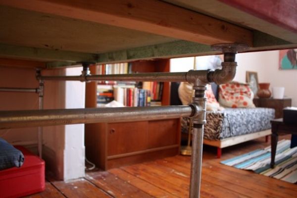 Diy Desk Door Fabulous Diy Desk Of Salvaged Door And Pipes Placed In Family Room With Wooden Bookshelves And Wooden Sofa Furniture  Home Furniture Made From Upcycled Steel Pipes 