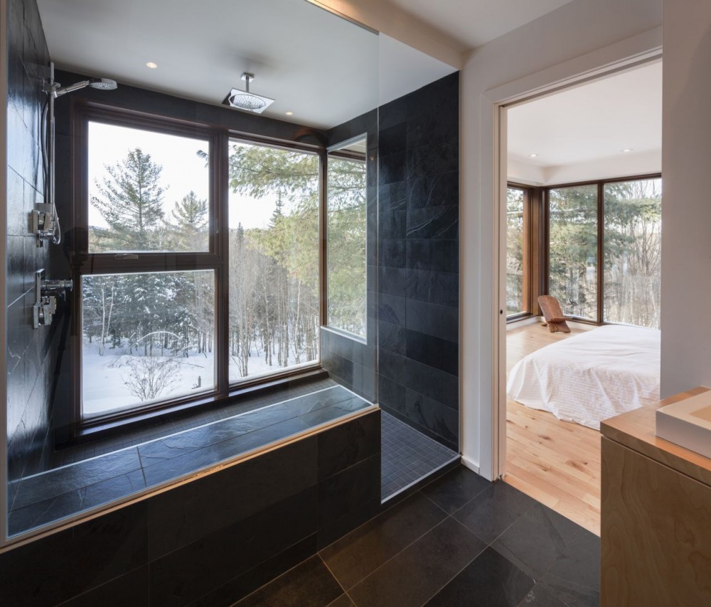 Shower Room Modern Fabulous Shower Room Of A Modern Property With Awesome Black Tiles Installed As The Interior Design Decoration  Rural Cabin Plan With Modern Decoration 