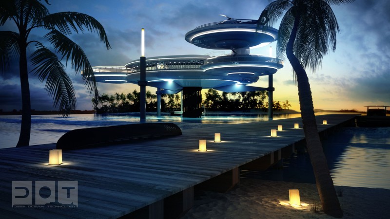 Water Discus Lighting Fabulous Water Discus In Nice Lighting With Wooden Deck With Nice Flooring Lighting Under Natural Sky Views Decoration  Stunning Undersea Hotel Project In Unbelievable Design 