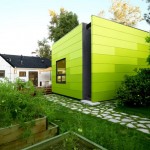 Ombre Green Wall Fancy Ombre Green Exterior Painted Wall On Modern House With Traditional Garden Applied Stone Pathway On Green Lawn  Exterior Design For Your Home In Fresh Green Tones 