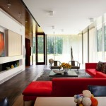 Red Sofa Coffee Fancy Red Sofa And Darkwood Coffee Table At Page Road Residence Actwo Architects Applied Also Modern Fireplace Decoration  Enchanting Wooden Decoration For House With Minimalist Style 
