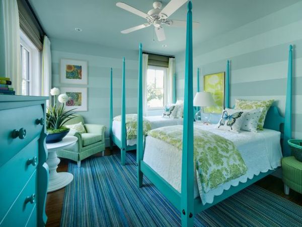 Bedroom For Turquoise Fascinating Bedroom For Two Using Turquoise Green Details With Blue Beds And Green Quilt Near Blue Dresser Bedroom  Turquoise Bedroom Ideas In Some Divergent Rooms 