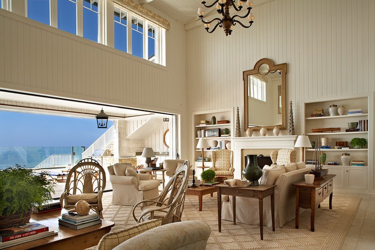 Family Room Malibu Fascinating Family Room Design In Malibu Residence David Phoenix With Classic Fireplace And Big Wall Mirror Above It Decoration  Outstanding Traditional Seaside House In Bright White Decoration 