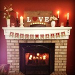 Hanging Accessories Valentines Fascinating Hanging Accessories Applied For Valentines Day Mantel Decor Coupled With Love Text On Wooden Frame Decoration  Valentine Day Mantel Decoration In Stylish Red Color Designs 