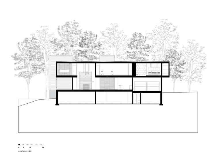 House Section Riggins Fascinating House Section Plan Of Riggins House Robert Gurney South Section With Scale Shown Three Levels Floor House Interior Design  Bewitching Minimalist House Design With Wooden Interior 