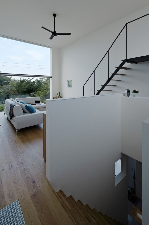 Interior Used Cube Fascinating Interior Used In Japan Cube House With Wooden Staircase And Hardwood Floor Under White Ceiling Architecture  Modern Simple House In Ecological Building Construction 