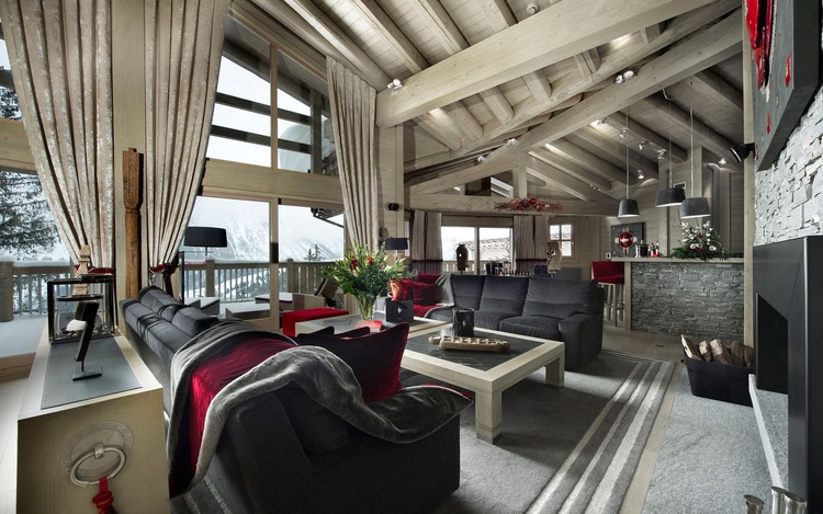 Living Room Chalet Fascinating Living Room Inside The Chalet Baltoro Courchevel With Black Sofa And Woodframe Coffee Table Ideas House Designs  Magnificent Interior Of Wooden Chalet With Authentic Design 