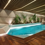 Blue Indoor Idea Fresh Blue Indoor Swimming Pool Idea Of Norwich Drive Residence With Warm Wooden Deck Flooring To Hit The Dark Ceiling Theme Architecture  Cozy Villa Design For Absolute Relaxation 