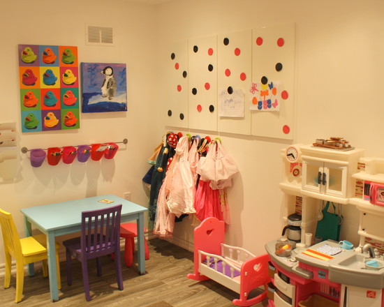 Space For With Funny Space For Kids Completed With Crib Cabinet And Seating Designed With Colorful Touches To Match With Wall Decor Basement  Cozy Basement Design For Relaxation Room 