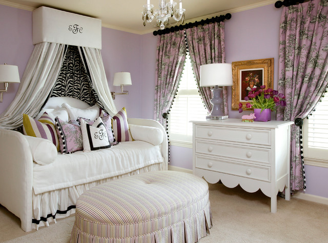 Bedroom With Ottoman Girls Bedroom With Canopy Bed Ottoman And White Dresser To Display Pink Flowers And Table Lamp Furniture  Elegant White Dresser Design Which You Prefer 