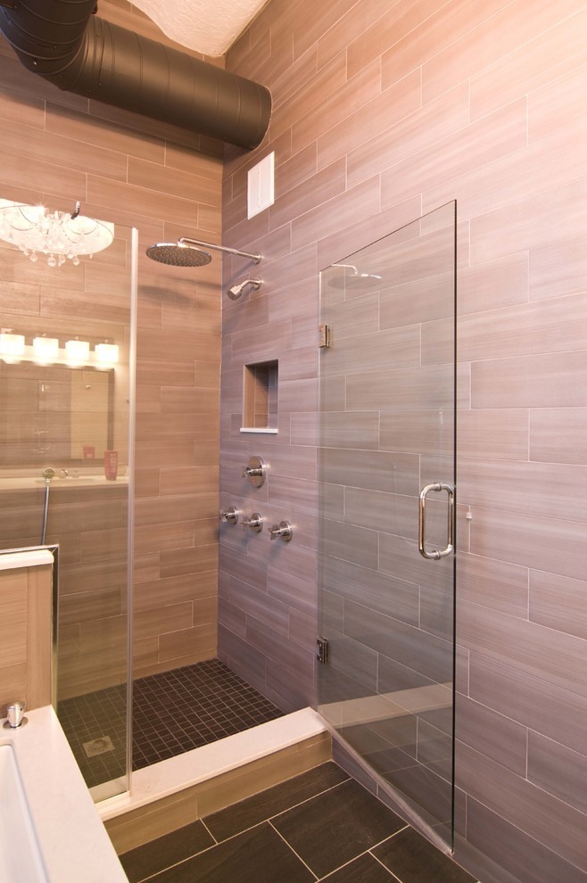 Bathroom Interior Glass Gorgeous Bathroom Interior Design With Glass Shower Door In West Loop Loft Applied Granite Tile Backdrop Ideas Interior Design  Rustic Interior Design Intended To Make Mild Atmosphere 