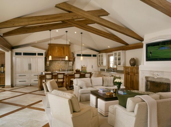 Living Room Ceiling Gorgeous Living Room With Beams Ceiling At Traditional House With Cream Sofa And Darkwood Top Coffee Table Decoration  Living Decorating Ideas By Using Exposed Beams And Trusses 