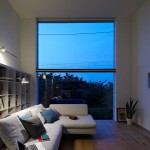 Night View Cube Gorgeous Night View Inside Japan Cube House Living Room Completed With Long Sofa Chaise And Bright Lamps Architecture  Modern Simple House In Ecological Building Construction 