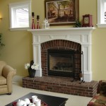 White Cover Fireplace Gorgeous White Cover Brick Style Fireplace Mantel Designs Ideas Equipped With White Color With Brick Material Design Idea Unit Decoration  Fireplace Mantel Designs With Rustic Contemporary Style 