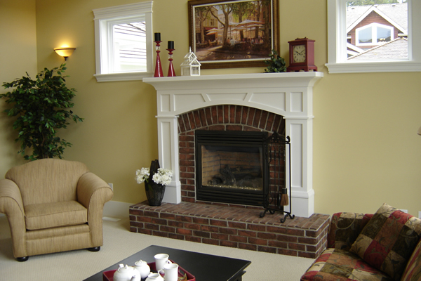 White Cover Fireplace Gorgeous White Cover Brick Style Fireplace Mantel Designs Ideas Equipped With White Color With Brick Material Design Idea Unit Decoration  Fireplace Mantel Designs With Rustic Contemporary Style 
