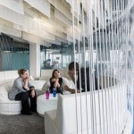 White Gathering Google Gorgeous White Gathering Spot Of Google Office With Curved Sectional Sofa And Extra Ottomans Offering The Answer Of Where To Share Office  Updated Office In Uplifting Design 