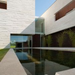 Colored Concrete Dark Grey Colored Concrete Frame Of Dark Green Water Of Pond Architecture  Exposed Concrete Wall House Decorated By Green Garden And Small Pound 