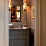 Vanity Dresser Wall Grey Vanity Dresser Also Double Wall Lamp Add Near Wall Mirror Above It Bathroom  Modern Vanity Dresser For Various Room Themes 