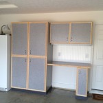 Wooden Garage Installed Grey Wooden Garage Storage Cabinets Installed Against White Striped Wall With White Fridge As Complement Furniture  Stylish Garage Storage Cabinets From Adorable Garage 