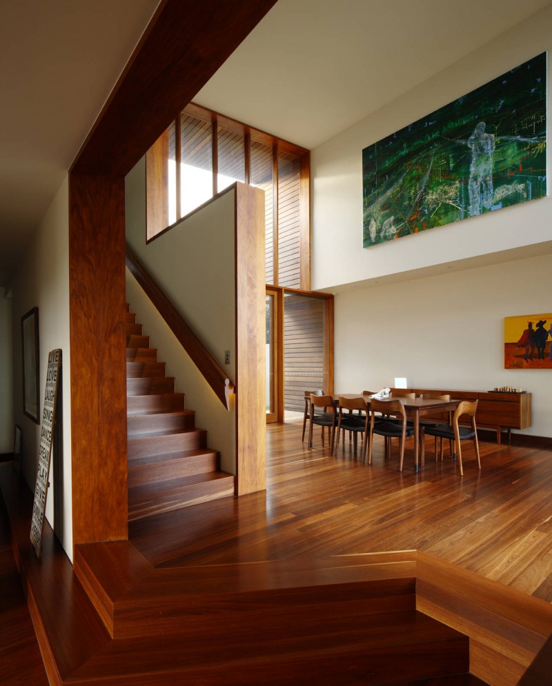 Space Home Brown Hall Space Home Near Dark Brown Staircase Which Is Made From Wooden Material Architecture  Contemporary Residence With Eco-Friendly Concept 