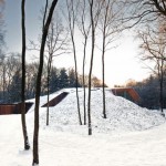 With Wood On House With Wood Based Materials On The Wall Construction Located In A Snowy Hills County Decoration  Modern House Design In A Sloping Snowy Area With An Opened Concept 