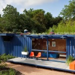 Made From Single Houses Made From Shipping Containers Single Storey Design Finished In Blue Color Equipped With Two Chairs N Orang Decoration  Houses Made From Shipping Containers Designed In One And Two Floors 