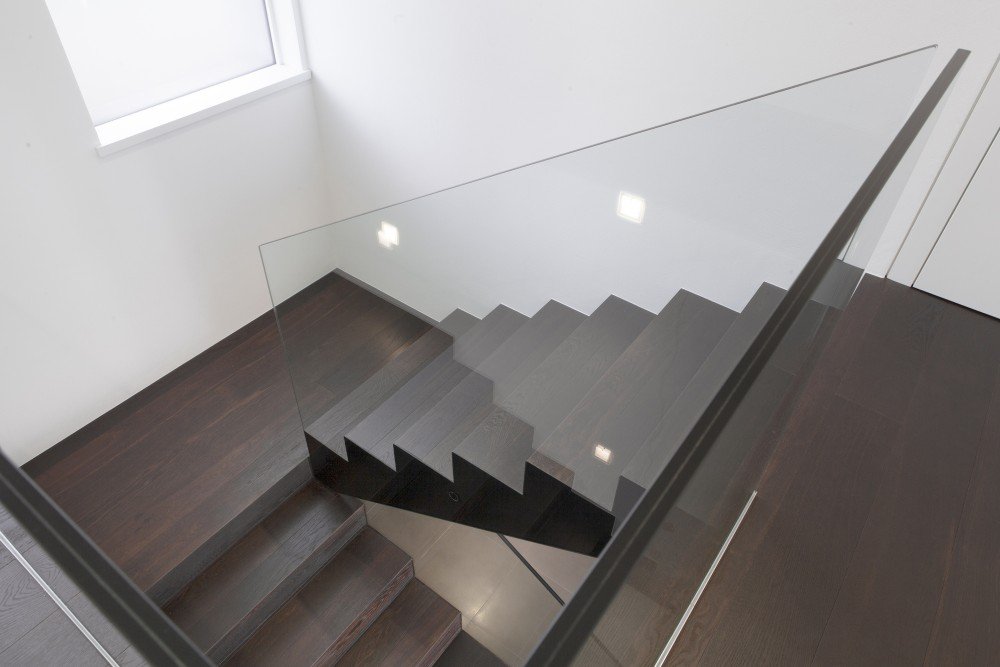 Staircase Design Railing Immense Staircase Design With Glass Railing Applied In The Design M2 House Monovolume With Wooden Construction Applied With Dark Polished Surface Exterior Elegant Italian Mansion Design With Contemporary Exterior Design